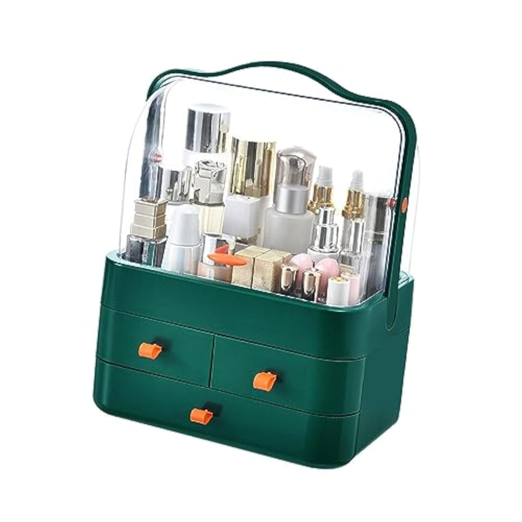 Dustproof Cosmetic Storage Unit for Home Vanity, Green